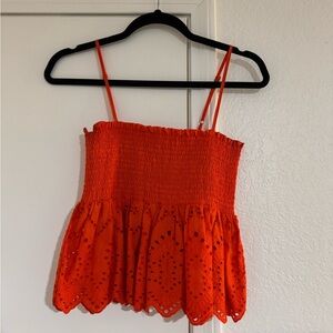 Forever 21 Orange Smocked Camisole